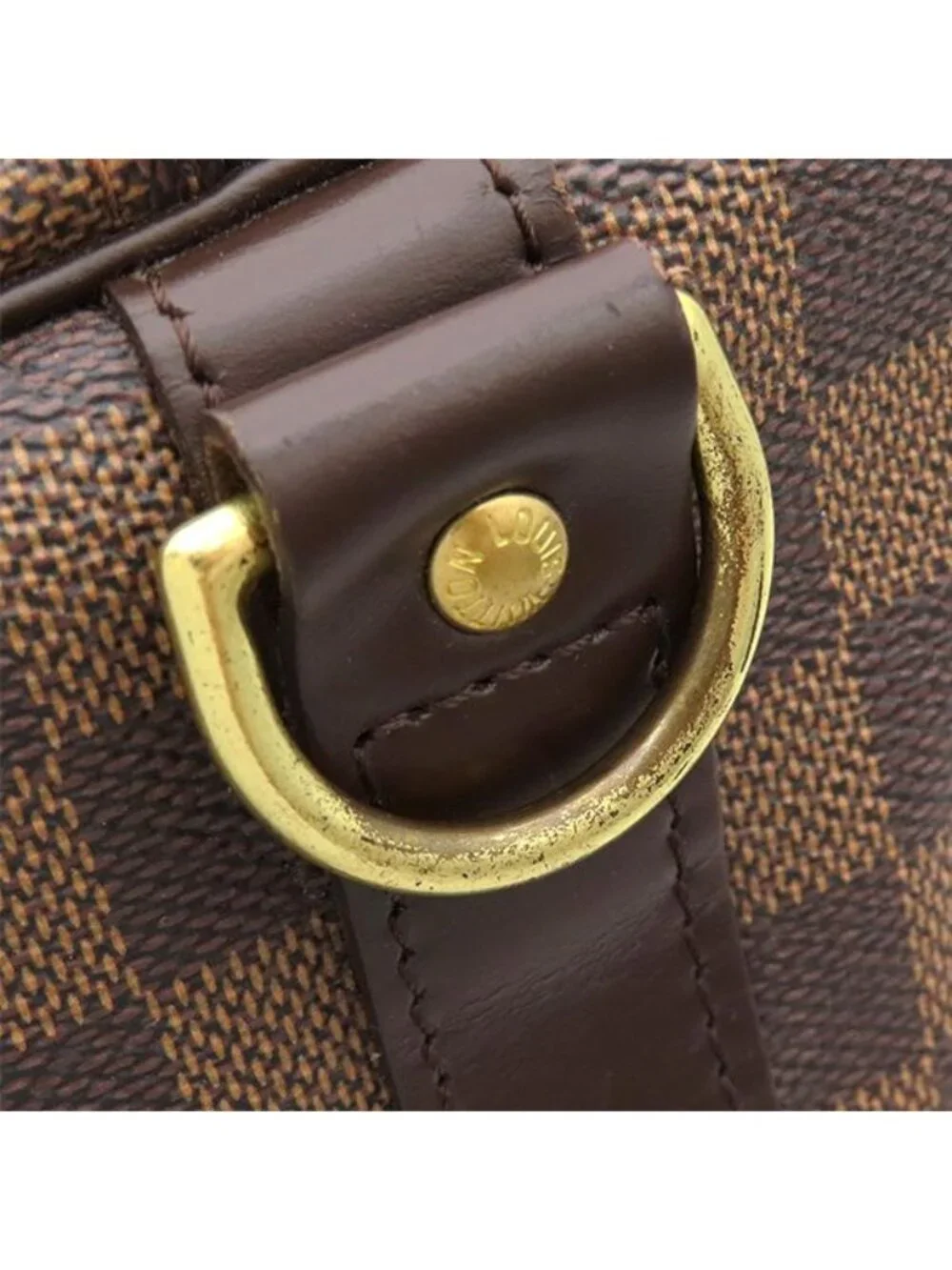 Louis Vuitton Boston Bag Keepall Bandouliere 55 Damier Canvas Ebene Gold Brown
